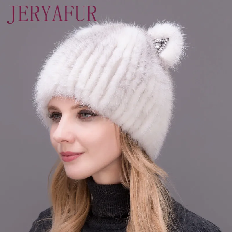 New Mink Cat Ear Cap For Women And Girls Warm And Lovely Attractive Popular Hat Without Fox Fur, Vertical Weaving