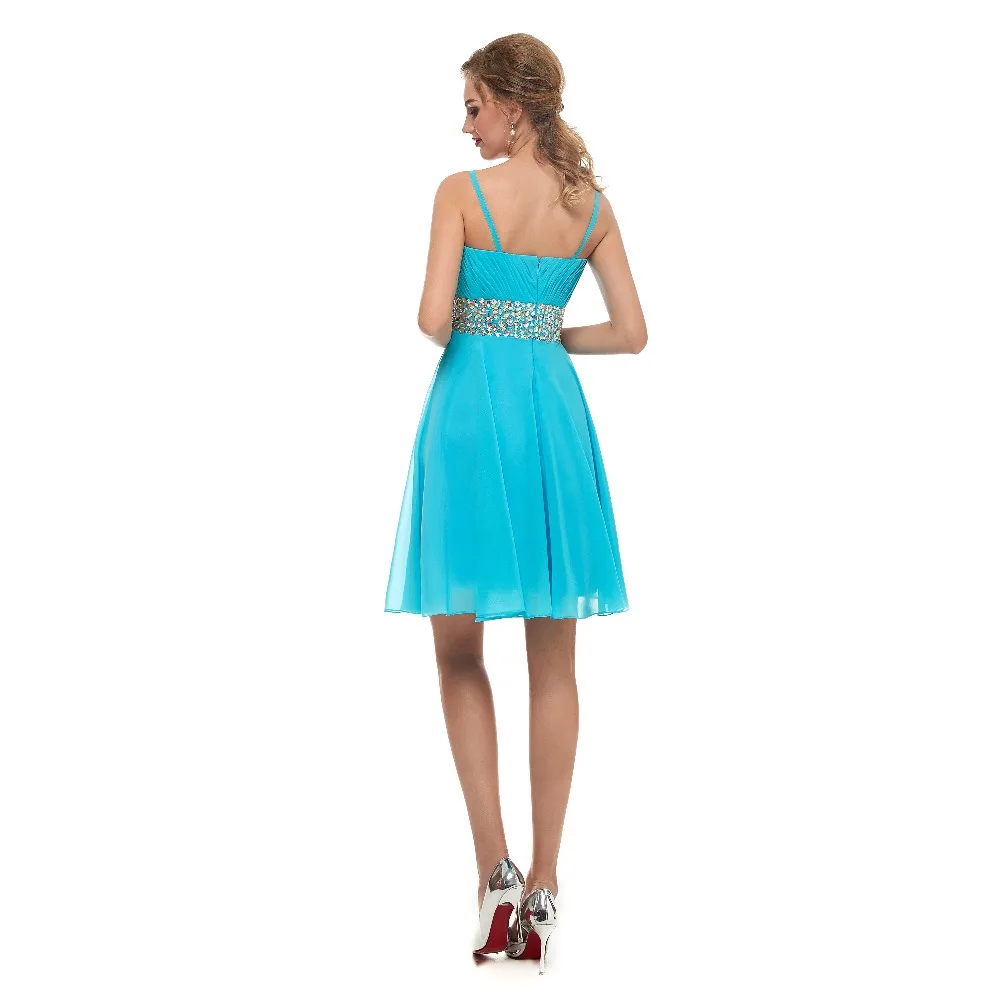 Ruthshen-robe de Cocktail courte bleu, sans manches, col mignon, bon marché, en Stock, nouvelle collection