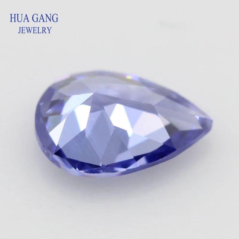 2x3-15x20mm Pear Shape Light Tanzan Blue AAAAA Cubic Zirconia Synthetic Gems CZ Stone For Jewelry