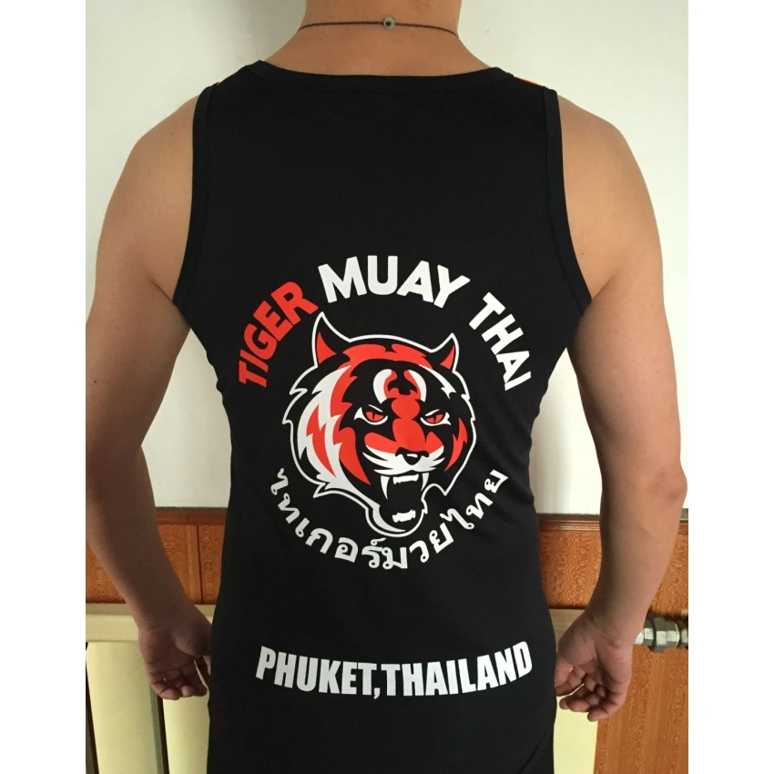 Chaleco de entrenamiento de Muay Thai para hombre, ropa transpirable, absorbente, pantalones cortos de boxeo, jaco, Black Tiger