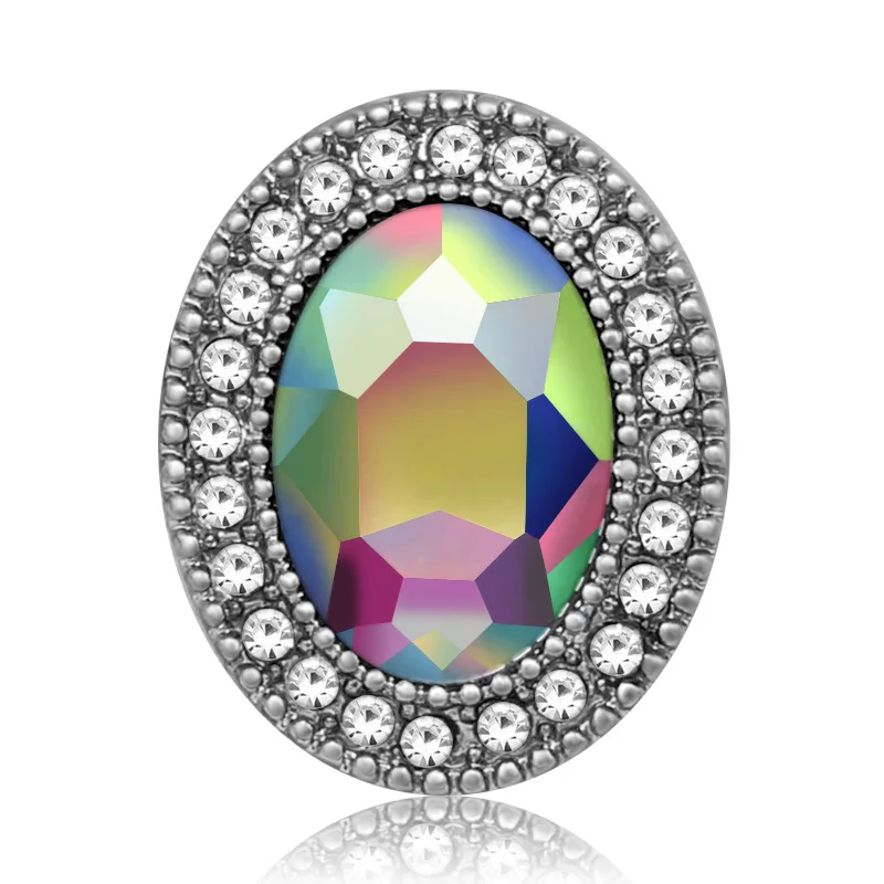 KZ3438 New Beauty Rhinestone Oval Faceted Crystal 18mm snap buttons colorful fit 18mm snap necklace jewelry wholesale Gift