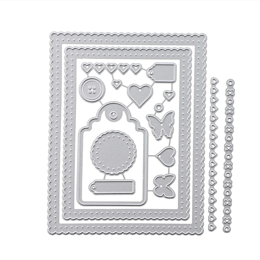 

Butterfly Heart Button Frame Metal Cutting Dies StencilS For DIY Scrapbooking Decorative Embossing Suit Paper CardS Die Cutting