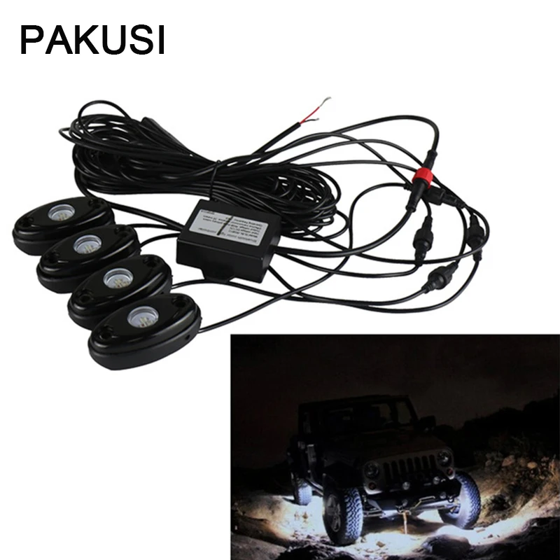 

PAKUSI NEWEST 1Set Car Led Atmosphere Lights rock lamps with Remote Control For ATV SUV Truck Tractor Boat 4WD accessories