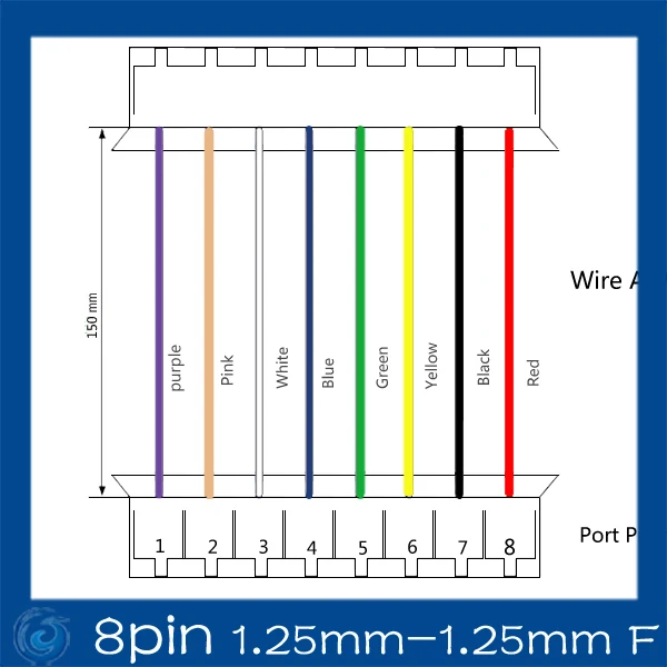 Mini. Micro 1.25 mm T-1 8-Pin conector w /. x 10 sets.8pin (1.25mm-1.25mm)F