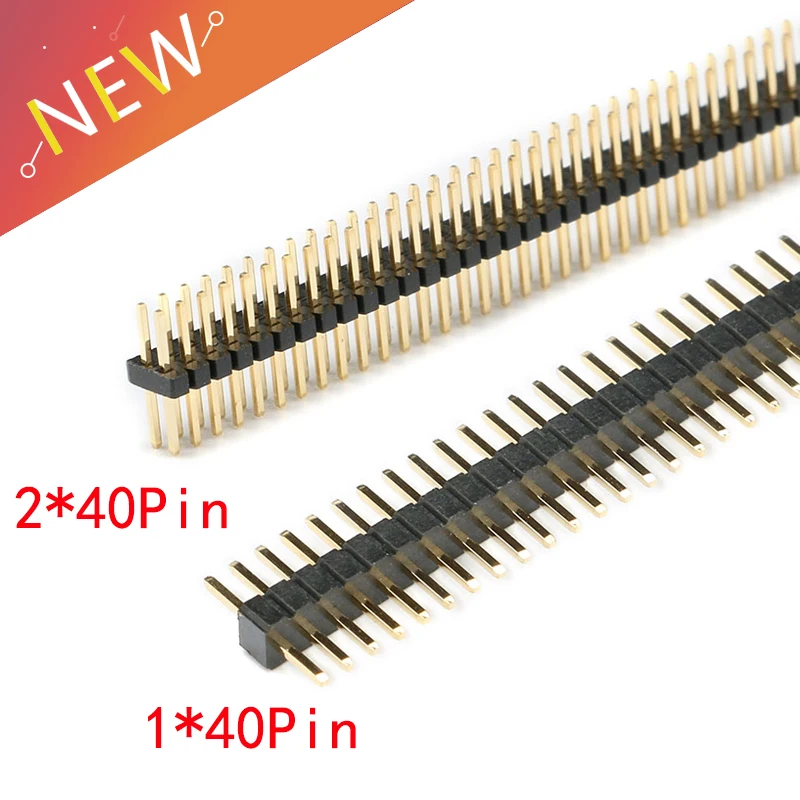 10 sztuk/partia 1.27mm 1*40 2*40 Pin Header mężczyzna Pitch mężczyzna pojedyncze/dwurzędowe Pin Header Strip pozłacane złącze miedzi