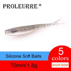 Proleurre 5pcs/lot Soft Easy Shiner Fishing Wobbler Lures 70mm 1.9g Soft Jig Baits Artificial Double Color Silicone Soft Bait
