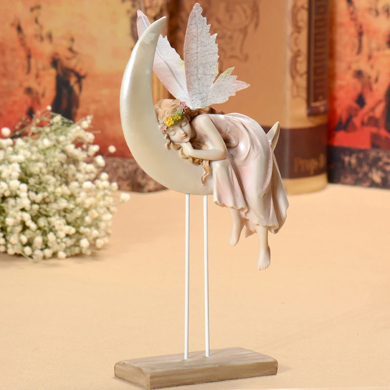 pink fairy angel Statue decoration home Angels Desktop Decor resin home decoration Beautiful Girl figurines room decoration