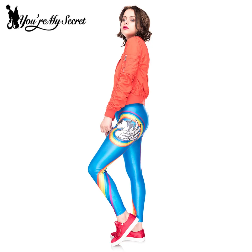 [You're My Secret] New Arrival Colorful Unicorn Women Leggings Vivid Rainbow Love Shape Printed Pants Street Wear Leggins