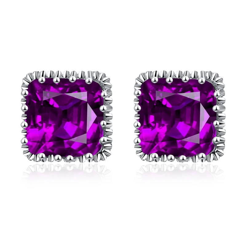 

Garilina Silver Color earrings Purple Stones Stud Earrings Fashion Jewelry Women's Earrings 2021 Jewelery Woman Wedding AE2287