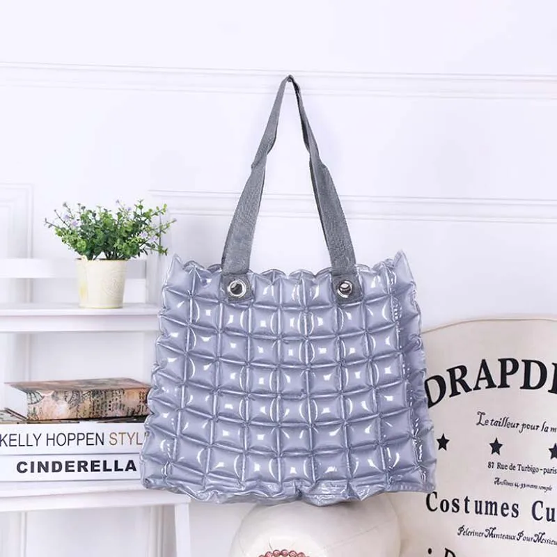 Holday Beach PVC Candy Handbag Air Filled Fashion Foldable Jelly Women Bucket Bags Tote Shoulder Shopping Waterproof Sand Bag