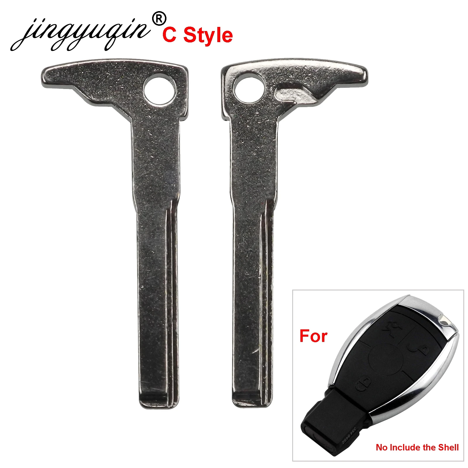 jingyuqin Smart Black/Chrome Car Key Blank Insert for Mercedez Benz A E S G CLK SLK ML Class W220 Fob Uncut Blade Key Black