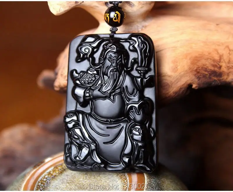 Natural obsidian Mexico black obsidian Pendant Amulet Lucky Design Guanyu DADAO*Totem