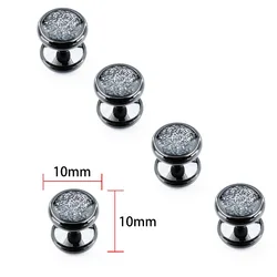 HAWSON 5pcs/Set Tuxedo Studs Gunmetal Plated Cufflinks Studs Crystal Dust Mens Button Stud spikes for clothes for Men's shirts