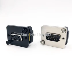 DB15 data cable connector plug VGA Plug Panel mounting D type connector 3 row 15pin port socket female Male adapter DP15