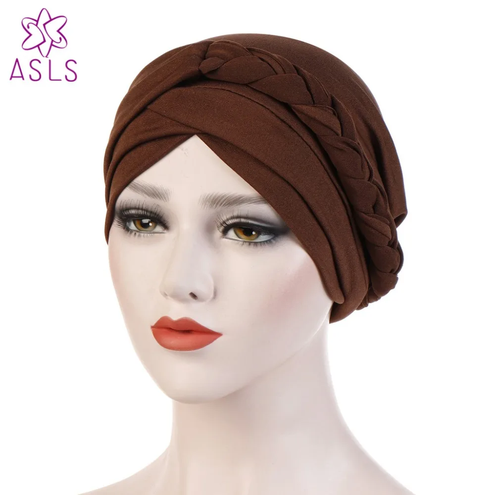 

New Fashion women Milk Silk Solid Color Braided Head Wrapped Chemotherapy Headscarf Turban Free Shipping Hair accessories