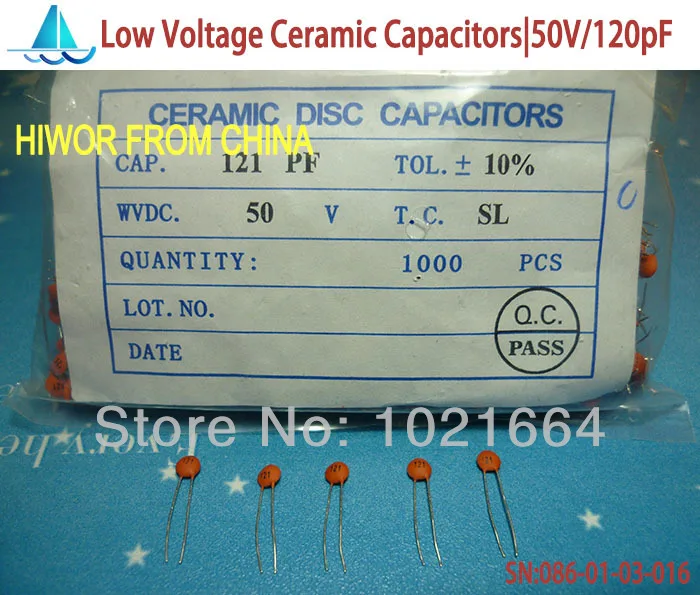 (1000pcs/lot)(Ceramic Capacitors|Low) 50V 120pF, Low Voltage Ceramic Disc Capacitor, TOL.10%