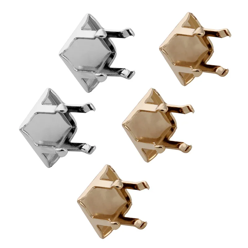 100 pçs/lote cobre ouro prata cor quadrado metal em branco costurar em strass garra prong definir diy pingente base descobertas f5299