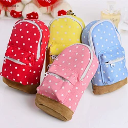 Cute Creative Pencil Cases Big Capacity Canvas Backpack Polka Dot Pencil Bag Storage Cosmetic Bags For Women School Office