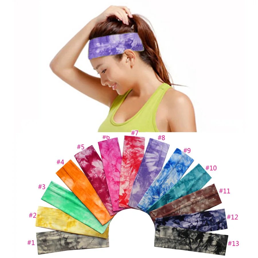 1pcs 2 Inch Tie Dye Cheetah Forest Tree Chevron Zebra Cotton Stretch Headbands Sports Girl Hair Bands Bandage Gum Turban Bandana