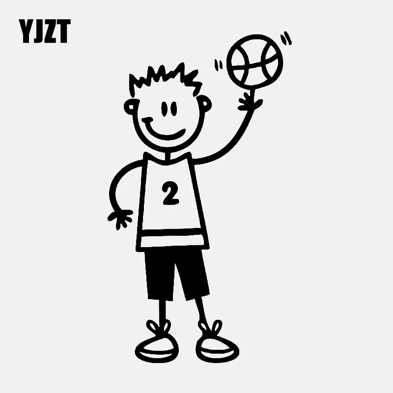 YJZT 5.6CM*10.1CM Boy 2 Play Basketball StickersFamily Car Sticker Vinyl Decal Black/Silver C3-2227