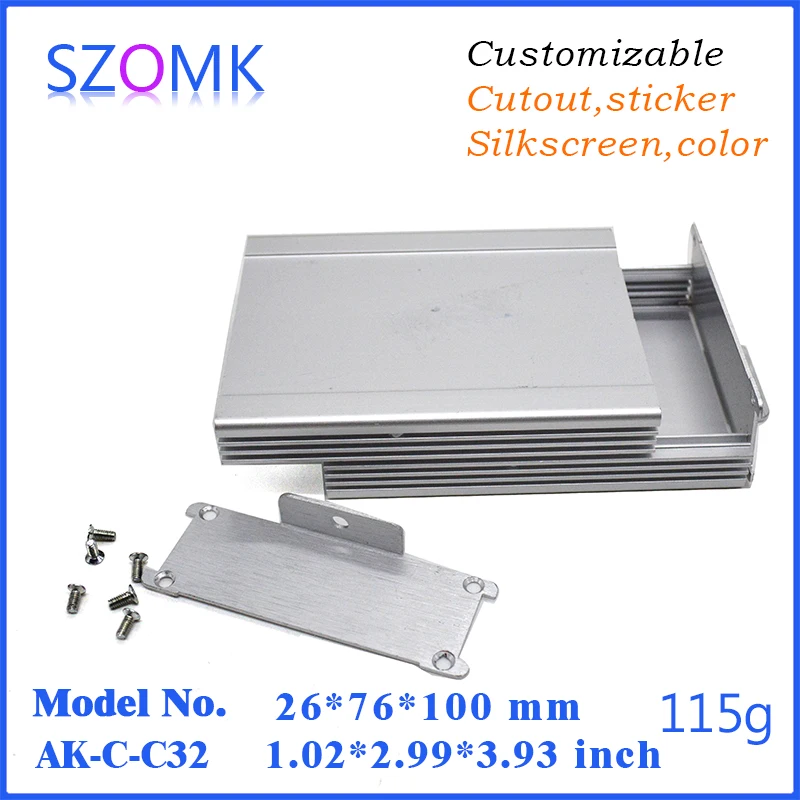 10 Stuks Szomk Aluminium Enclosoure Pcb Aluminium Aansluitdoos 26*76*100Mm Muur Montage Apparatuur Doos Aluminium Extrusie Behuizing