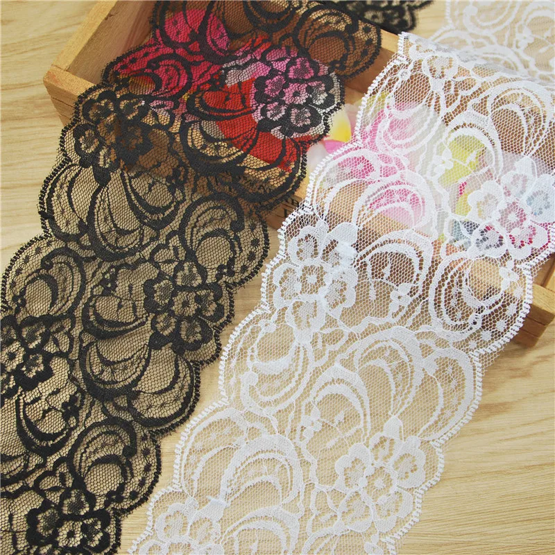 90mm Polyester Lace Trim White Black Fabric Sewing Accessories Cloth Wedding Dress Decoration Ribbon Craft Supplies 200yard L818