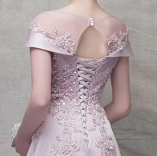 YNQNFS fuera del hombro escote barco satén rosa elegante vestido de fiesta vestido de noche vestidos de noche largos IED005