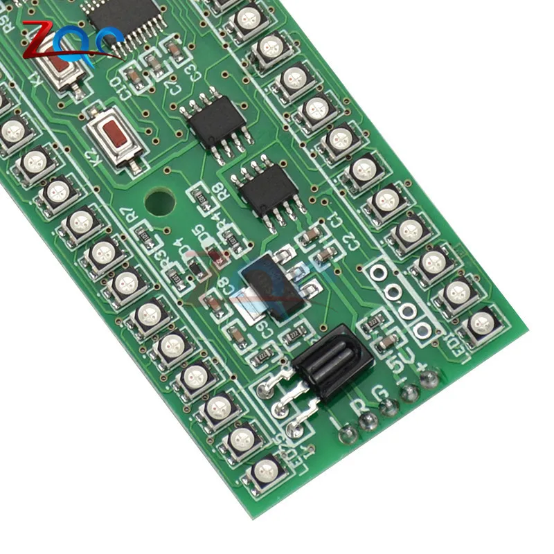 RGB MCU Adjustable Display Pattern 24 LED VU Meter Audio Level Indicator Board Dual Channel LED Module