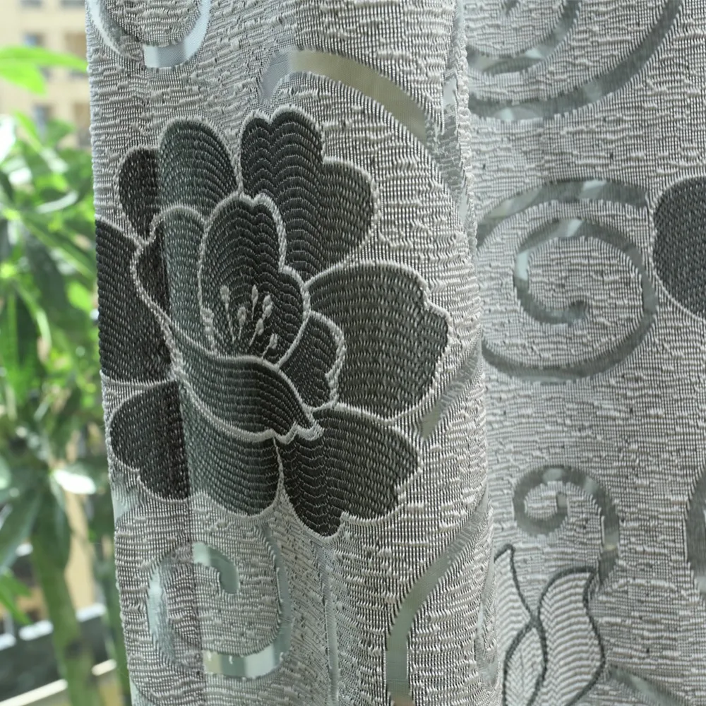 NAPEARL Tende semi-opaccanti corte jacquard dal design floreale trattamenti tende moderne per cucina soggiorno finestra pronta