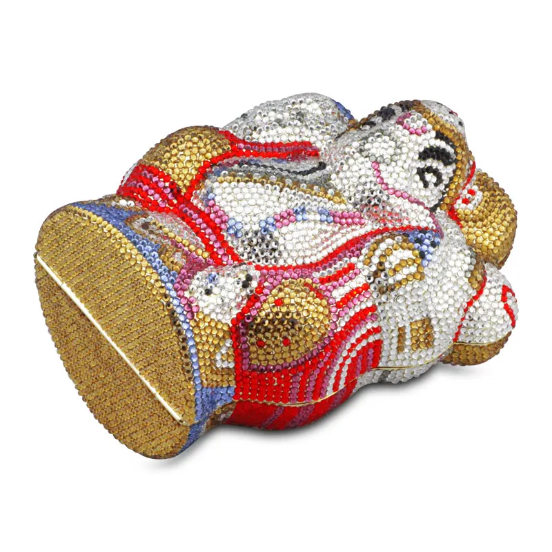 Chaliwini  Multi Crystal Thai Buddhist Elephant Women Evening Clutch Bag Wedding Party Minaudiere Handbag Metal Clutch bag image 4