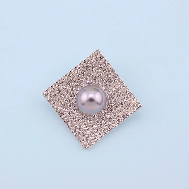 TANGTANG Brooches For Women Simulated Pearl Square Brooch With Rhinestone Pendant Brooch Pin Wedding Decoration Jewelry Pins