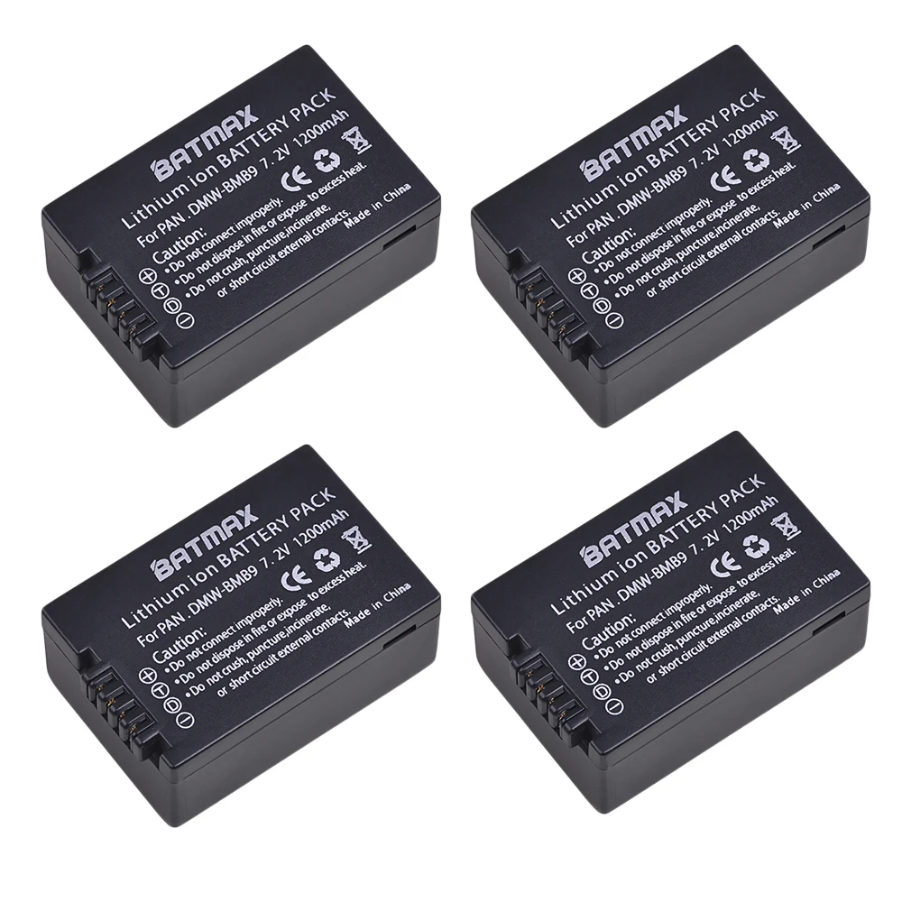 4Pcs 1200mAh DMW BMB9 BMB9E Battery Accu+ LCD USB Charger for Panasonic DMC-FZ40 FZ45 FZ47 FZ48 FZ100 FZ150 Cameras