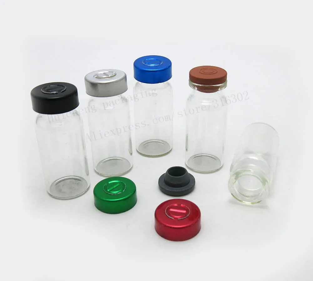 

Emtpy 10ml Clear Injection Glass Vial With Metal Flip Cap 1/3oz 10cc Transparent Glass Bottle Containers 100pcs