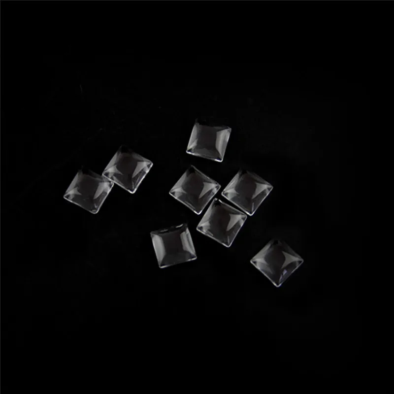 14mm Square 100pcs Back Glass Cabochon Clear Color Patch Cabochon Cameo Cover for DIY Jewelry Making