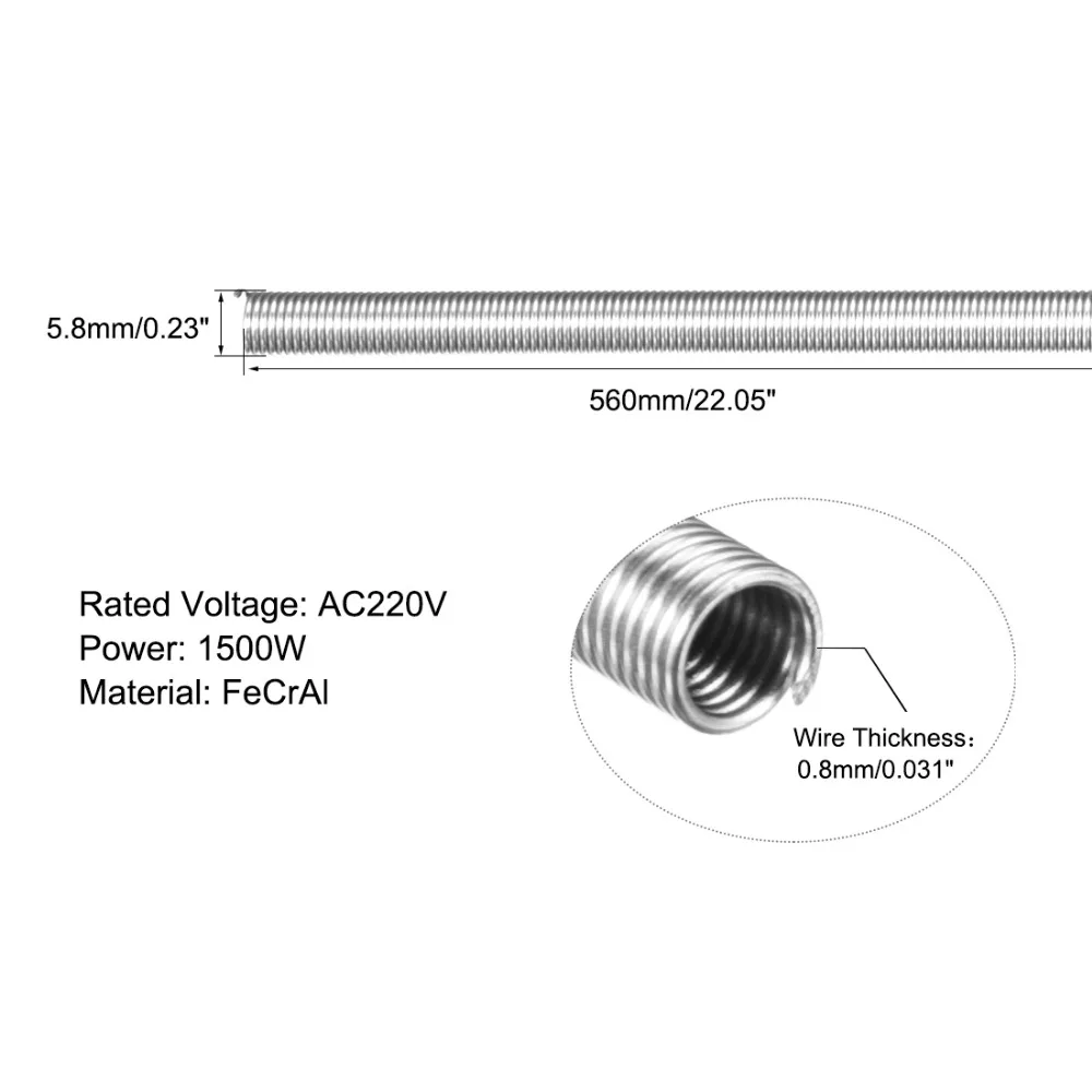 Uxcell Heating Element Coil Wire AC220V 1200W 800W 1000W 1500W Kiln Furnace Heater Wire 5.6x480mm 4.7x310mm 4.9x410mm 5.8x560mm