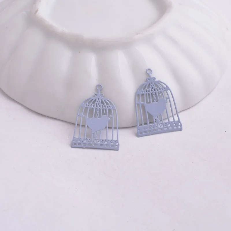 50 Stück AC2944 23mm*15mm Filigrane Anhänger Metall-Vogelkäfig Bemalte Anhänger Verbindungsstücke Ornament Bijoux – Detail 9