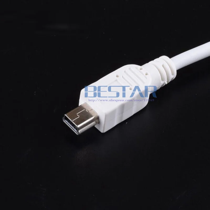 White DC power plug MINI USB 5pin 5P male convert to USB 2.0 A male Jack with cord connector charging charge cable 1m 3FT