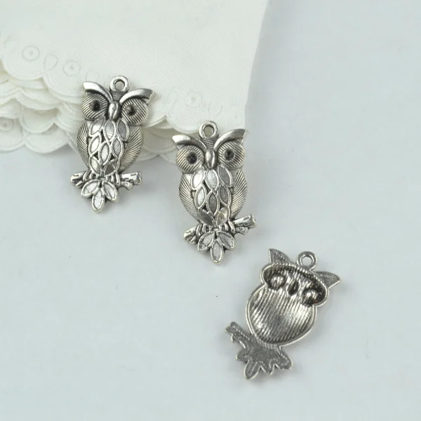 10pcs alloy Tibetan Silver Plated owl Charms Pendants for Jewelry Making DIY Handmade Craft 30*16mm D157