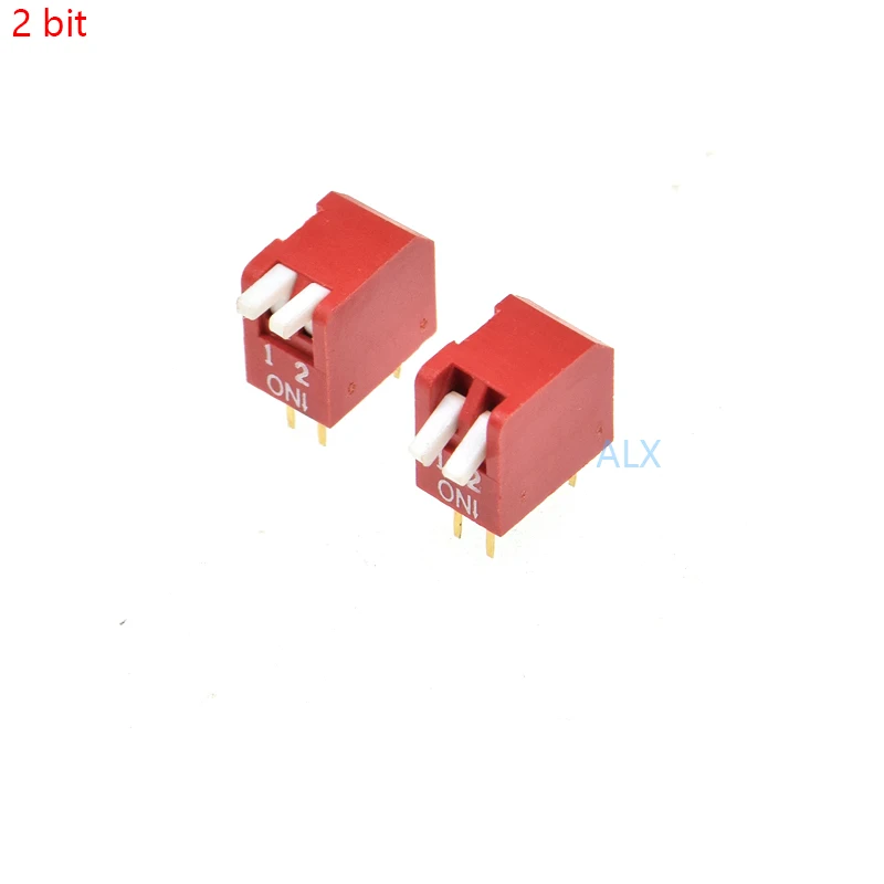 10PCS red 2 bit 2P dip TOGGLE switch doule Row 2PIN 2 PIN PITCH 2.54MM Slide Switches Side Piano Type 2 Position 4 PIN  2 WAY