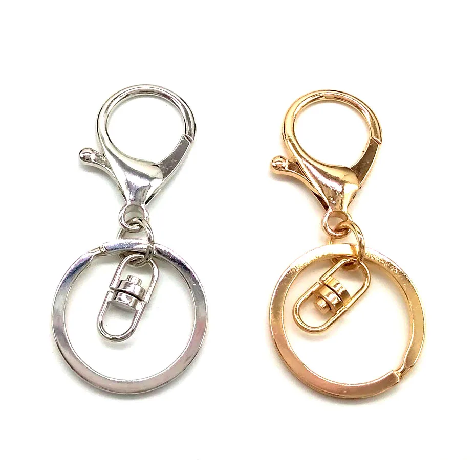 Free Shipping 50pcs Silver tone/Golden Heavy Strong Lobster Clasp Circle Clasp Key Chain Ring Connector Pendant Charm/Finding