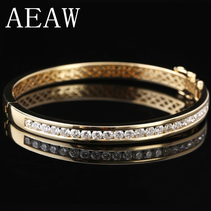 

Solid 10K 585 Yellow Gold 2.2 CTW F Color 20pcs 3mm Moissanite Bangle Bracelets Lab Diamond Bangle 18cm for Women Fine Jewelry