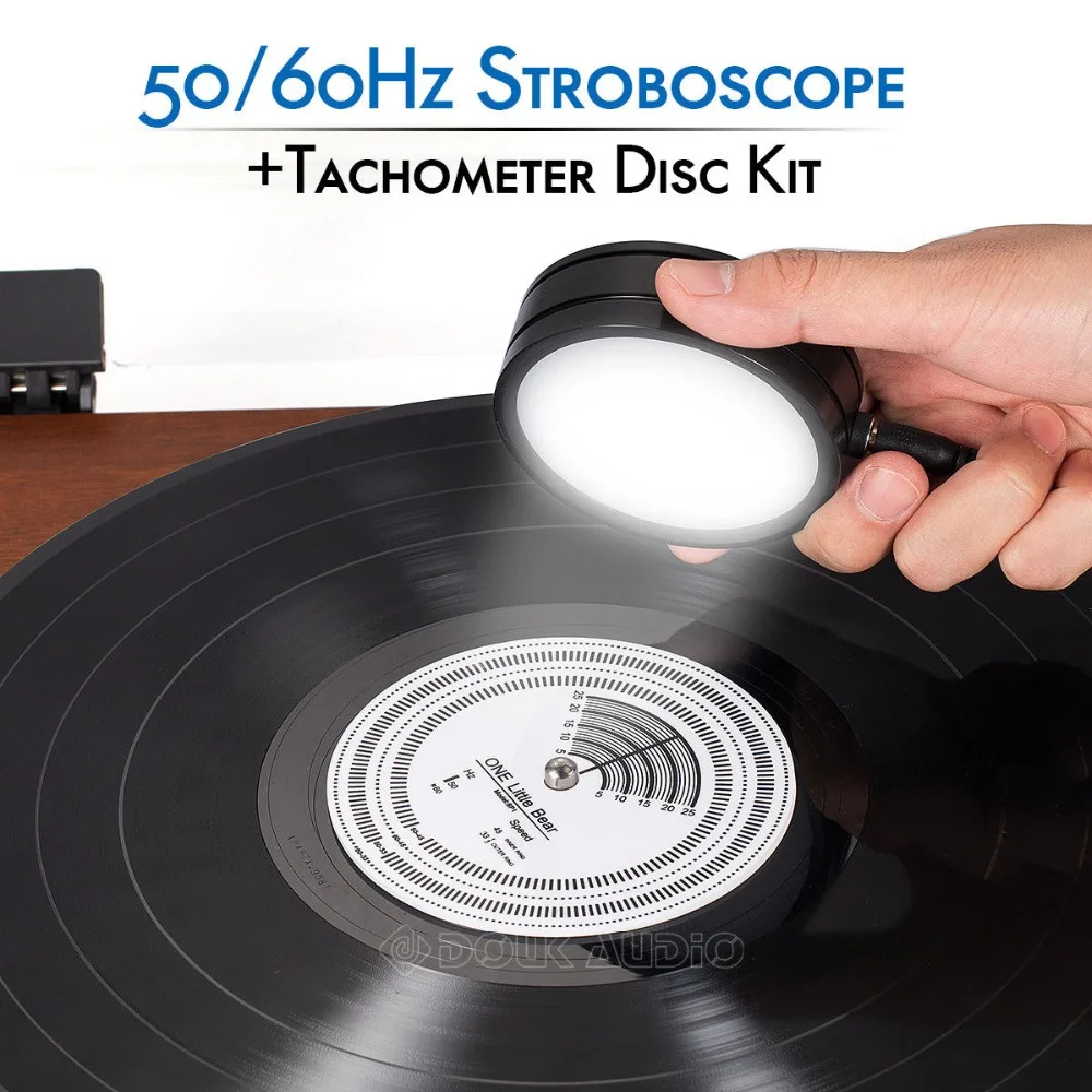 50/60Hz Stroboscopic Speed Strobe Lamp tester+Tachometer Disc for Turntable LP Records