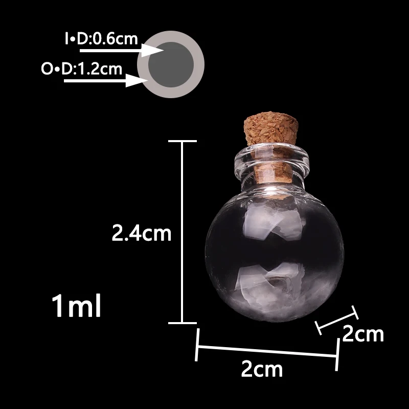 50pcs Transparent Ball Glass Bottle Jars Vials Wishing Bottle Cute Art Bottles with Corks Stopper DIY craft gift