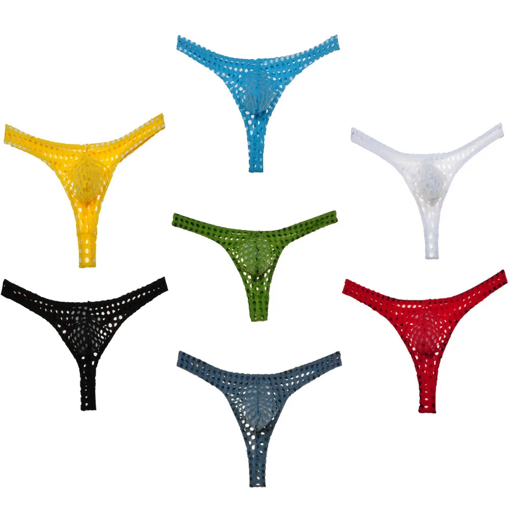 

Breathable Holes Sexy Bikini Underwear Men's Thongs And g Strings Fashion Bluge Pouch Male Thong Underwear Underpants Men Tanga