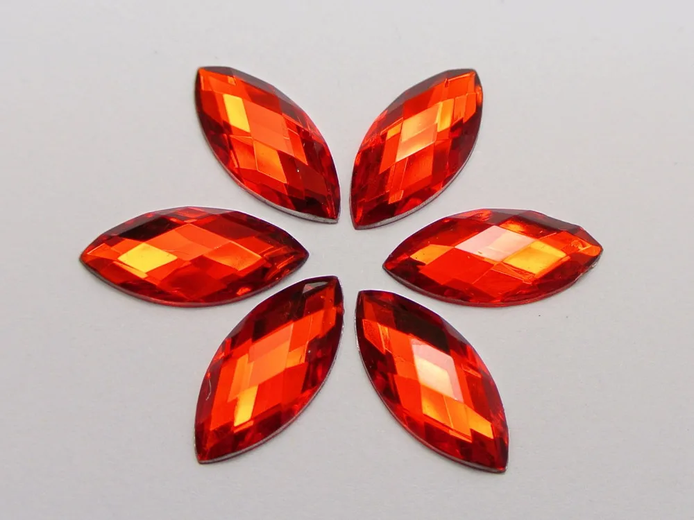 

100 Red Flatback Acrylic Horse Eye Rhinestone Gems 9X20mm No Hole