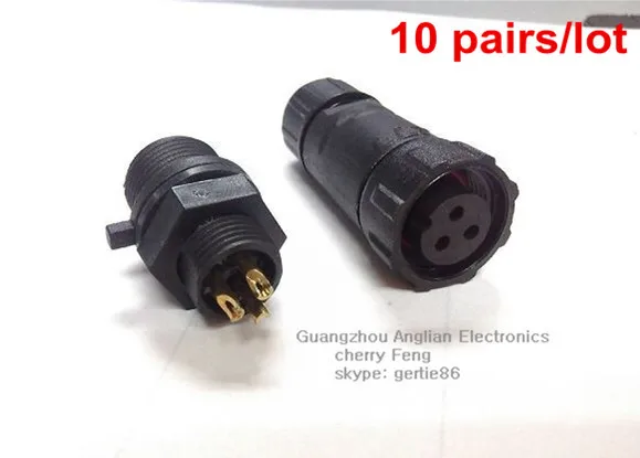 

Factory sell directly, special waterproof connector 3 pin contacts, M14 panel type, connect cable by yourself