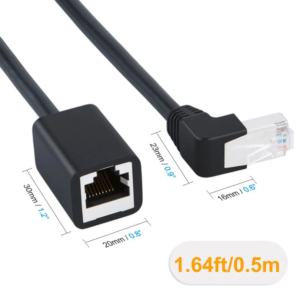 Cablecreation FTP Cat6 إيثرنت الحبل متعدد زاوية Cat6 ذكر إلى أنثى شبكة ملحق تمديد كابلات لأجهزة الكمبيوتر المحمول راوتر مطلية بالذهب 0.5 متر