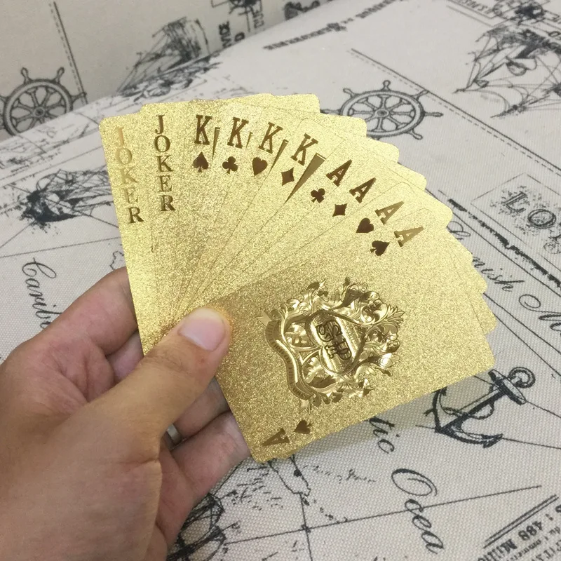 Wholesale 12 Sets Gold Foil Plated Poker Cards Waterproof Playing Card Limited Edition Collection Diamond Poker Creative Gift