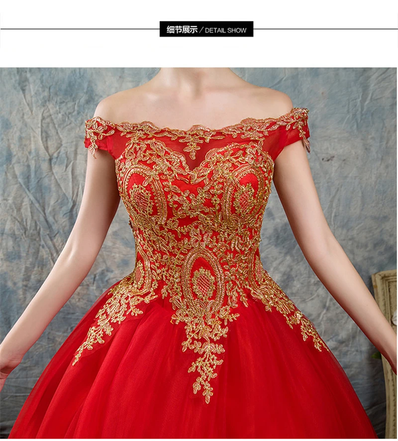 Black White Red Romantic Vintage Gold Lace Appliques Navy Blue Wedding Dresses Plus Size Bridal Gown Boat Neck Off Shoulder