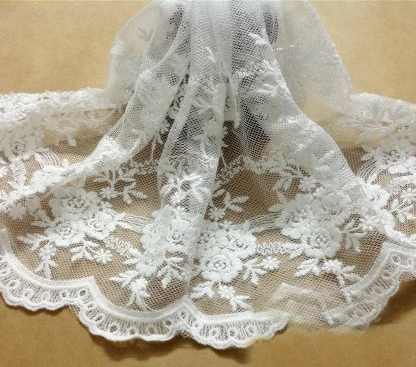 

5 yard/lot width 7.87" 20cm white mesh embroidery lace trim ribbon lace fabric textiles sL4K245